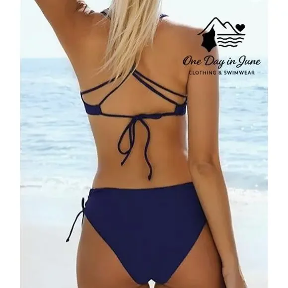 Cupshe Tie Back Tie Side Reversible Bikini Bottom Swimsuit Size L - Picture 2 of 6